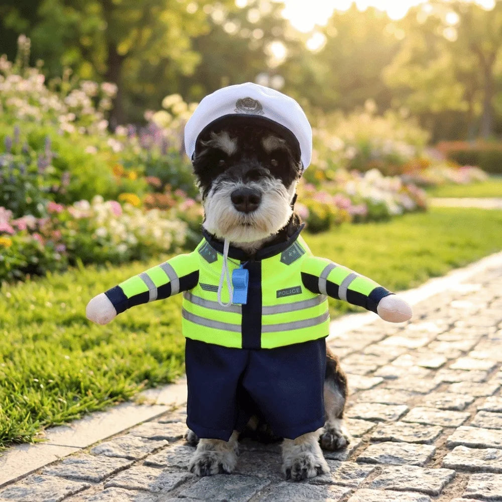 Career Cosplay Dog Jumpsuit | Funny Standing-Style Pet Transformation Costume S–XL