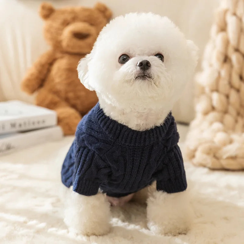Luxury Dog Clothes Solid Winter Dog Sweater Pet Dog Costume Chihuahua Bichon French Bulldog Clothing Puppy Warm Dog Coat Knitted