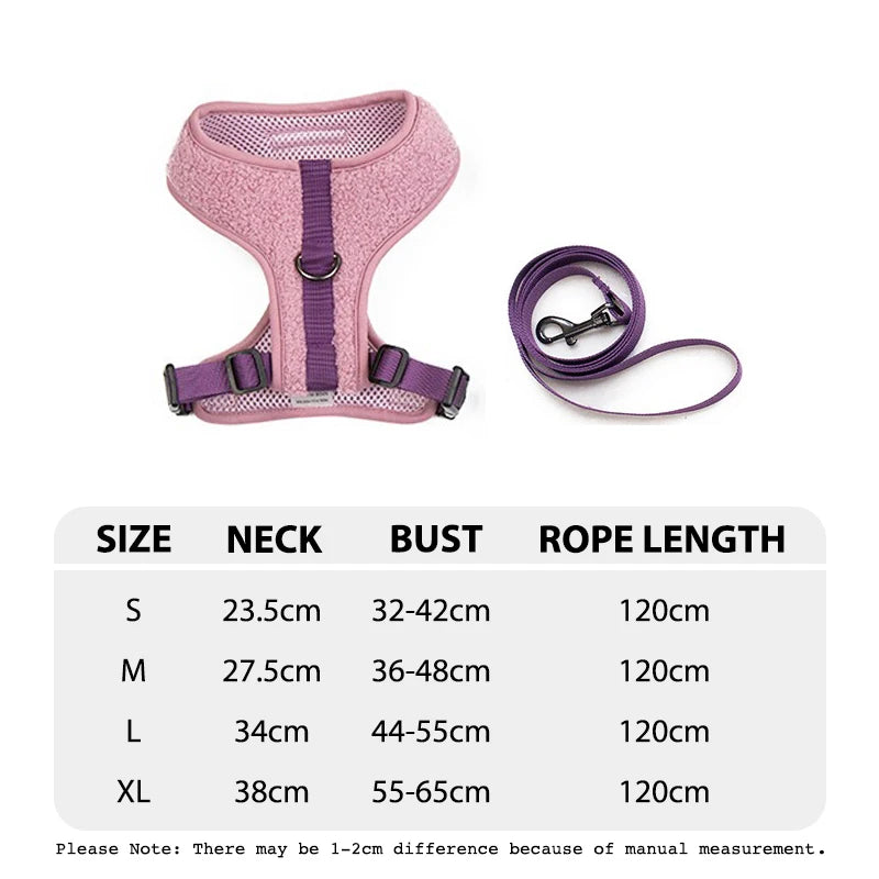 Dog Harness & Leash Set — Soft Vest with 47" Leash for Small & Medium Dogs | Lattice, Denim, Velvet & Print Styles
