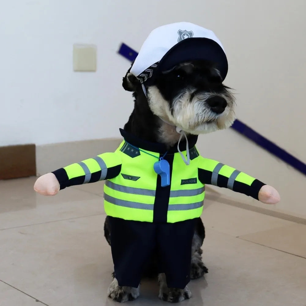 Career Cosplay Dog Jumpsuit | Funny Standing-Style Pet Transformation Costume S–XL