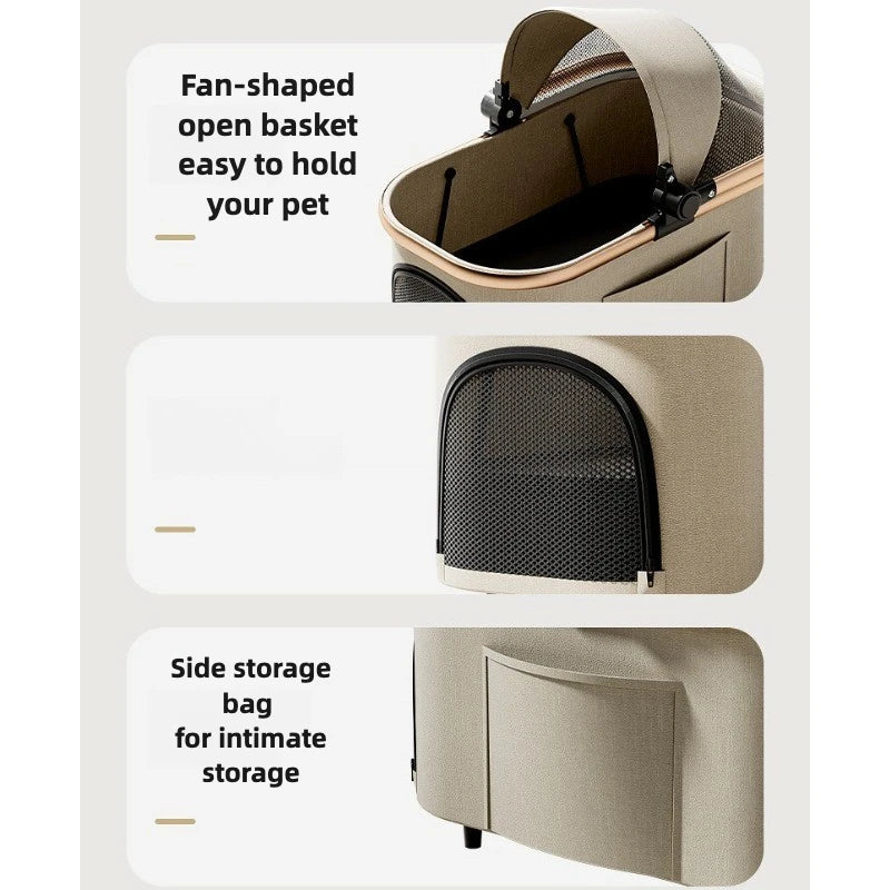 Luxury Pet Stroller 3 in 1  Detachable Carrier
