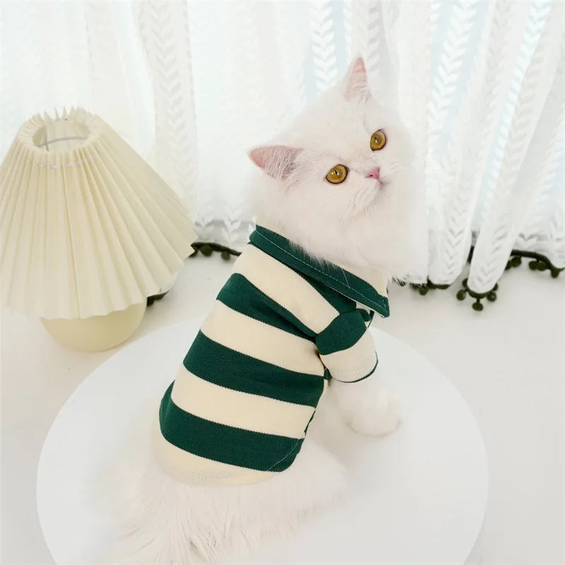 Lightweight Striped Dog Polo Shirt