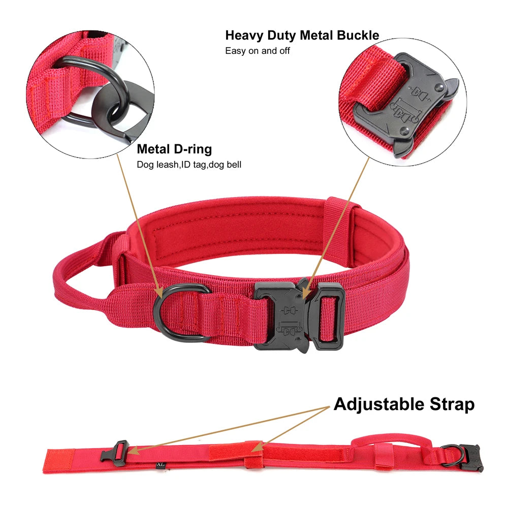 Durable Military Tactical Dog Collar Bungee Leash Set Pet Nylon Walking Training Collar For Medium Large Dogs German Shepard Fashioned Furbabies