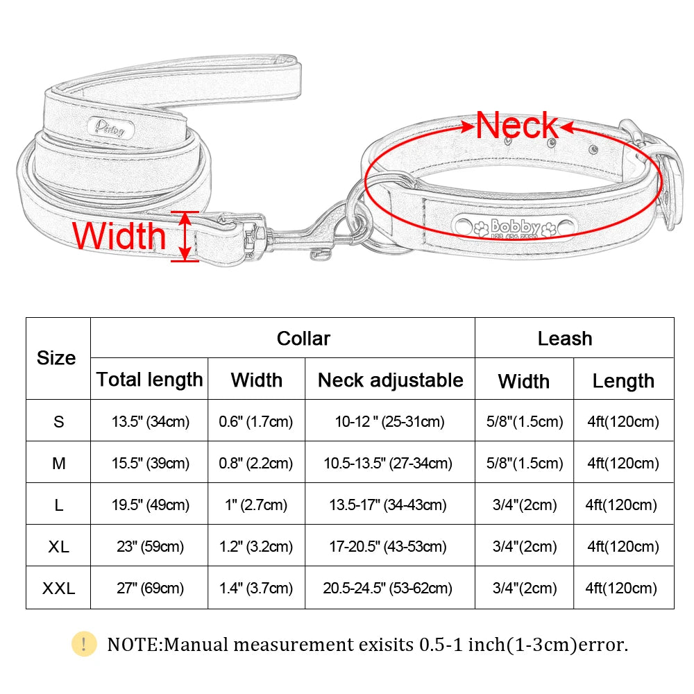 Leather Dog Collar Leash Custom Durable Leather Pet Collars and Leashes Walking Leads Strap Cusomized for Small Medium Large Dog Fashioned Furbabies