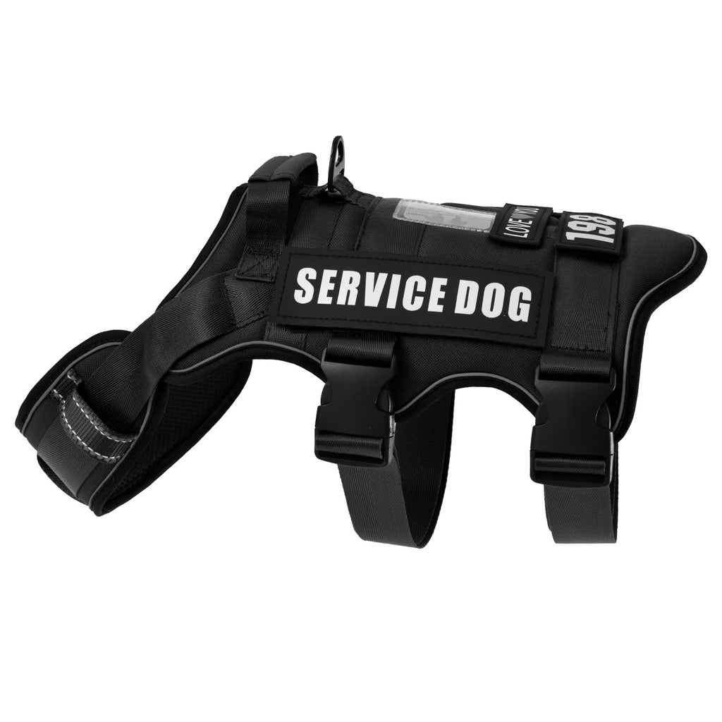Service Dog Vest & No-Pull Harness with 4 Patches — Reflective, Padded Handle | S, M, L
