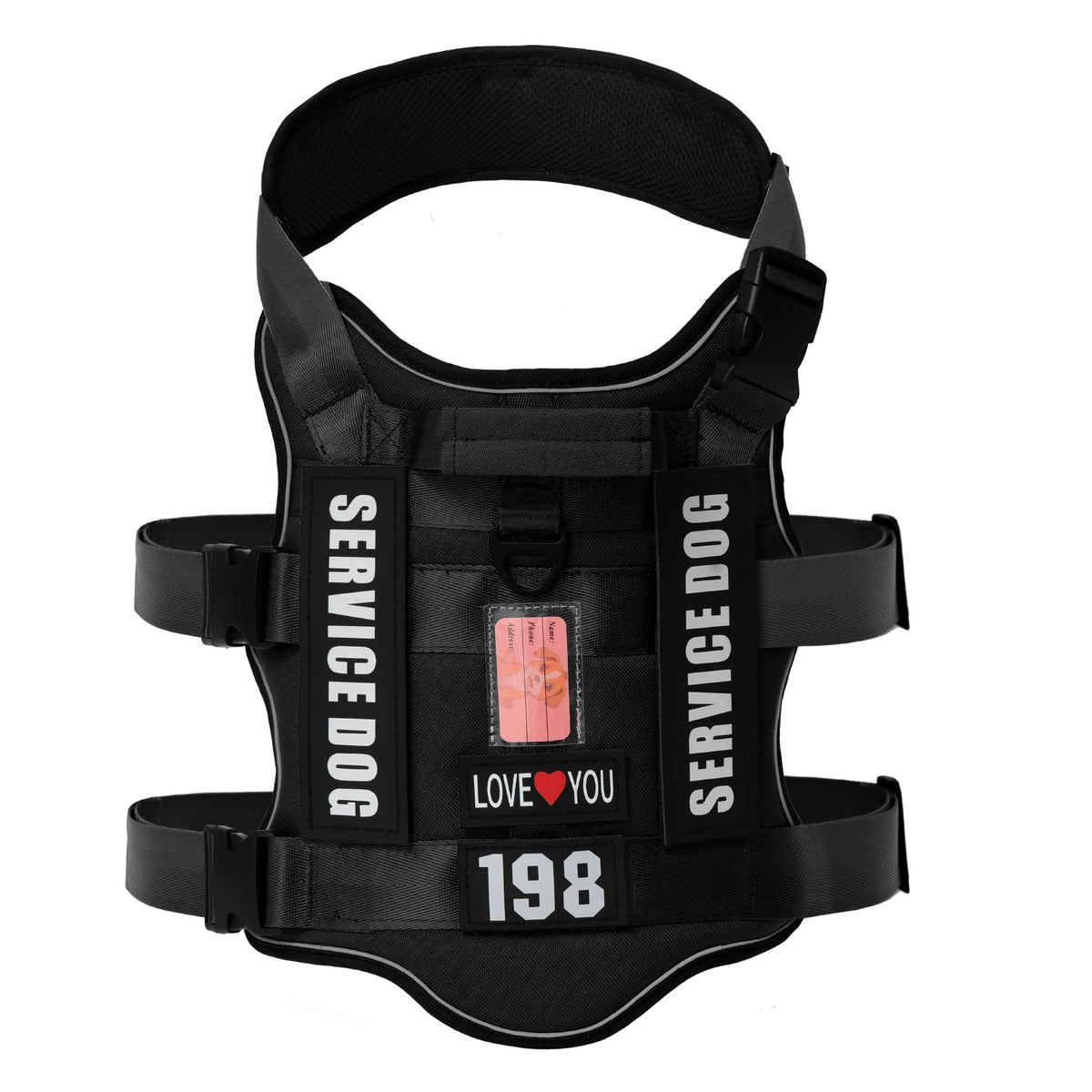 Service Dog Vest & No-Pull Harness with 4 Patches — Reflective, Padded Handle | S, M, L