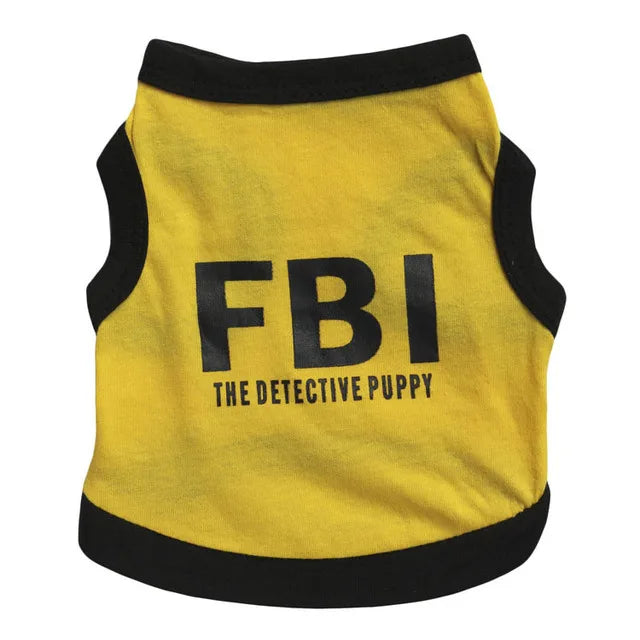 FBI Camouflage Letter Print Dog Vest — Breathable 100% Cotton Summer T-Shirt for Small Dogs | XS–XL