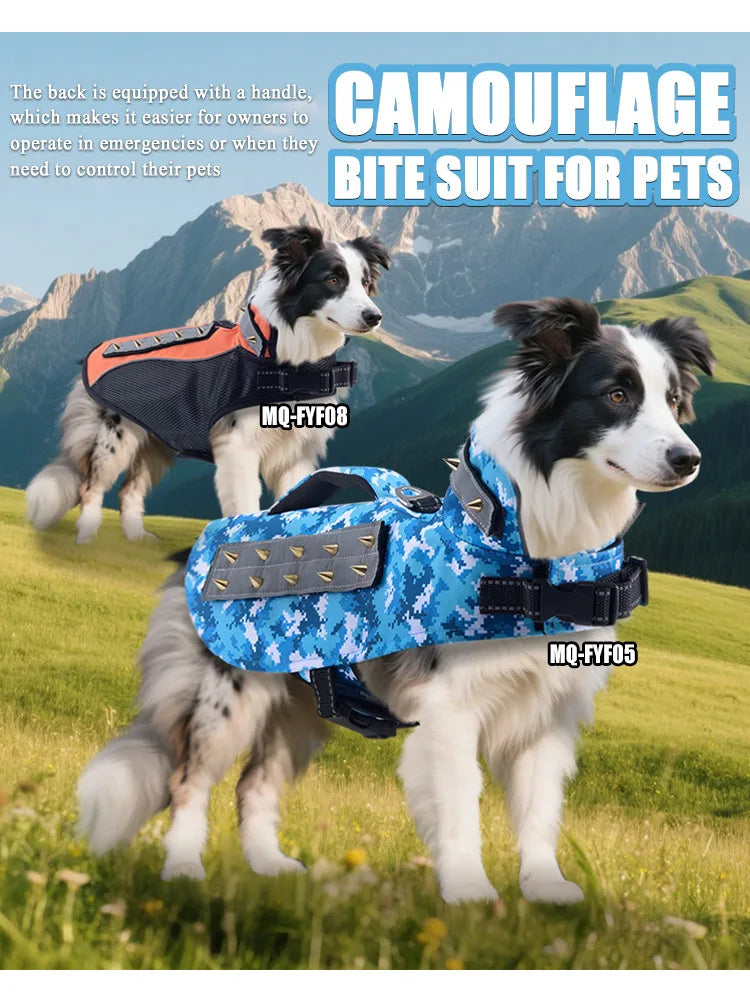 Anti-Bite Dog Jacket with Studs — Outdoor Protective Clothing for Dogs | XS–M