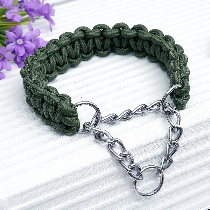 Adjustable P-Chain Dog Collar — Nylon Quick-Release Collar for Small, Medium & Large Dogs | 6 Colors | S–XL