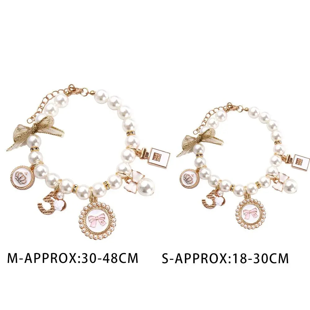 Pearl Bow Princess Dog & Cat Collar | Jeweled Necklace | S–L