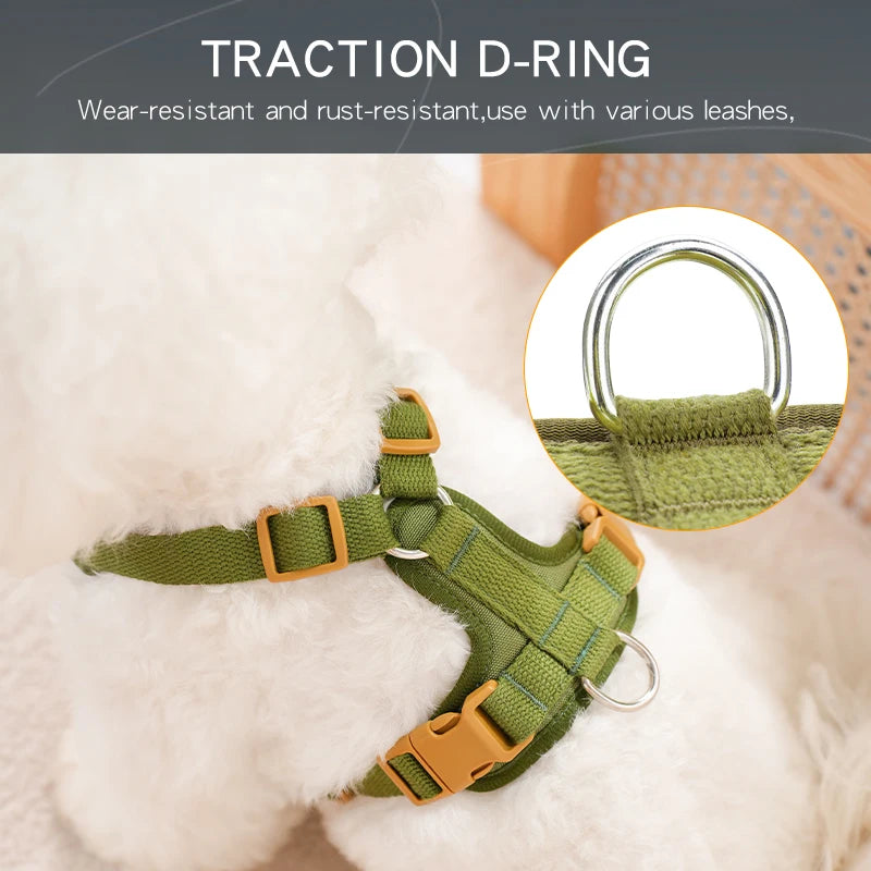 HP374--Retro Pet Harness for dogs，Adjustable webbing and High-quality PU Leather，Breathable mesh lining. Fashioned Furbabies