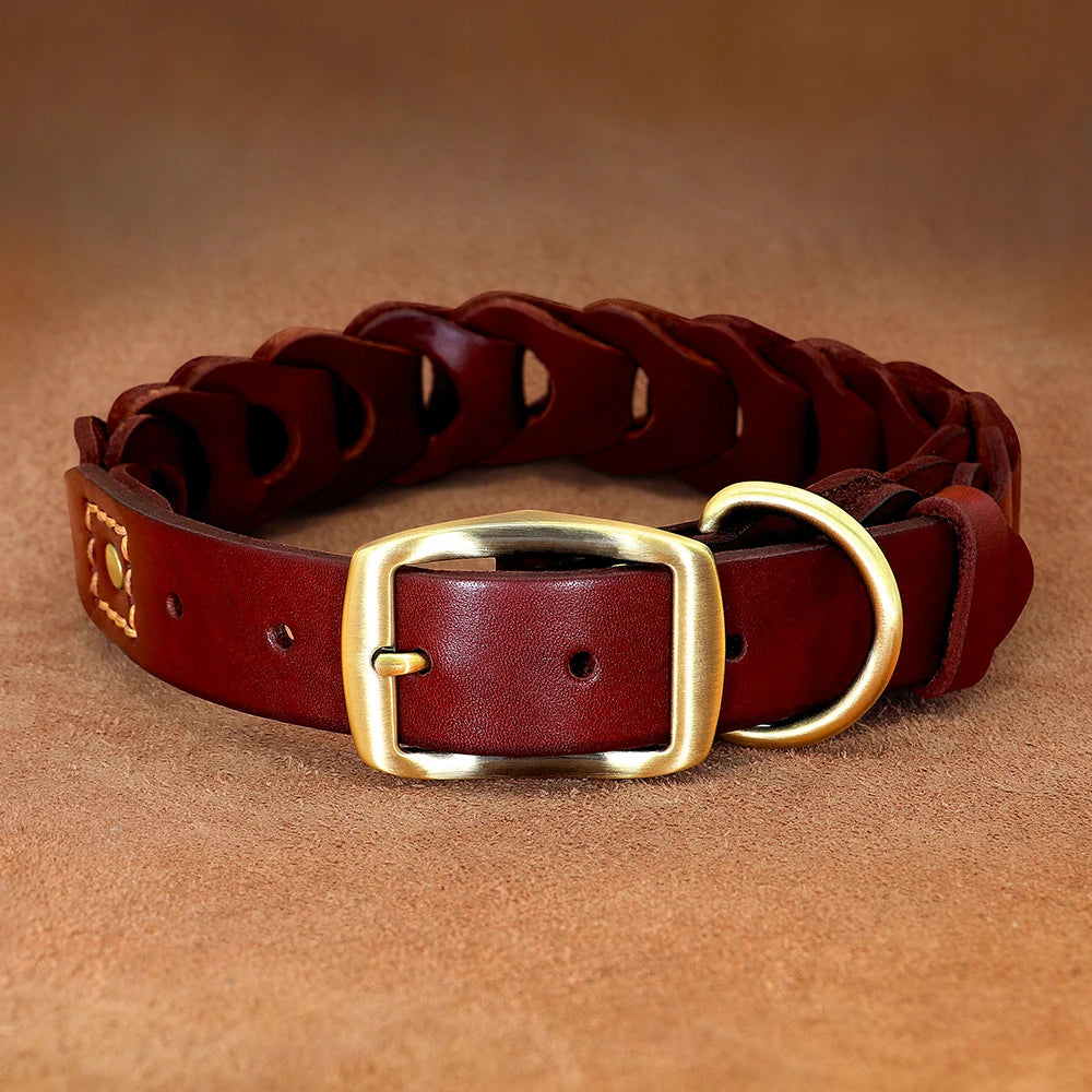 Cow Leather Dog Collar Genuine Leather Big Dog Collars Labrador Pet Collars Accessories for Medium Large Dogs German Shepherd Fashioned Furbabies