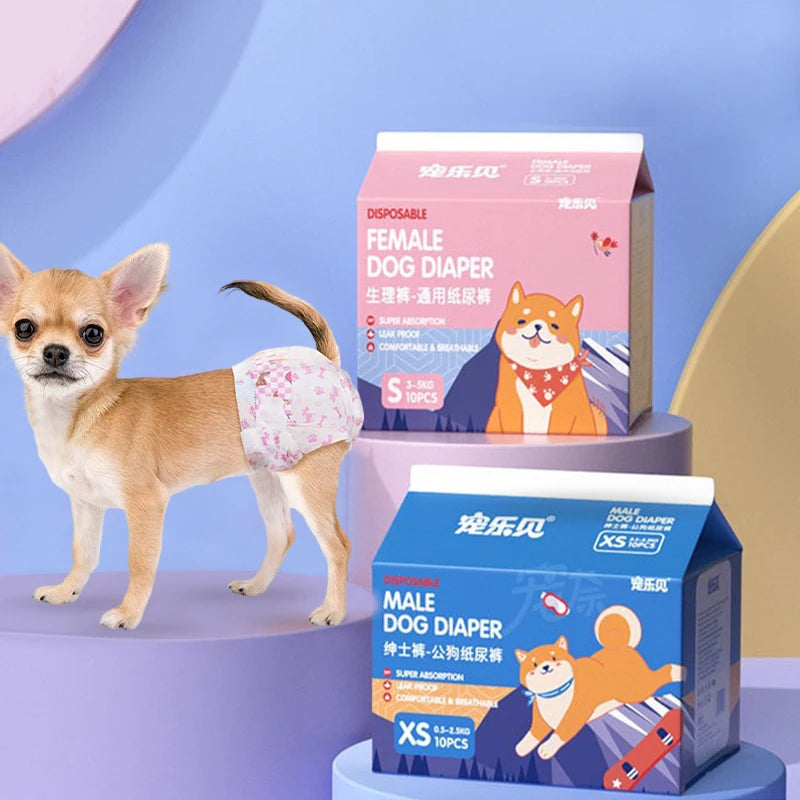 Disposable Dog Diapers — Super Absorbent Leakproof Nappies for Male & Female Dogs | 10-Pack