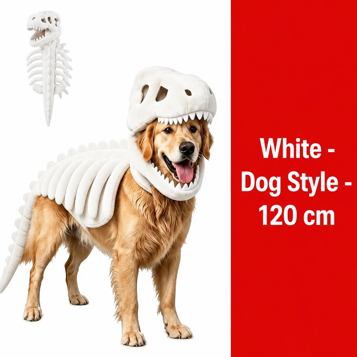 Halloween Dinosaur Skeleton Pet Costume | Plush Over-the-Head Cosplay for Dogs & Cats