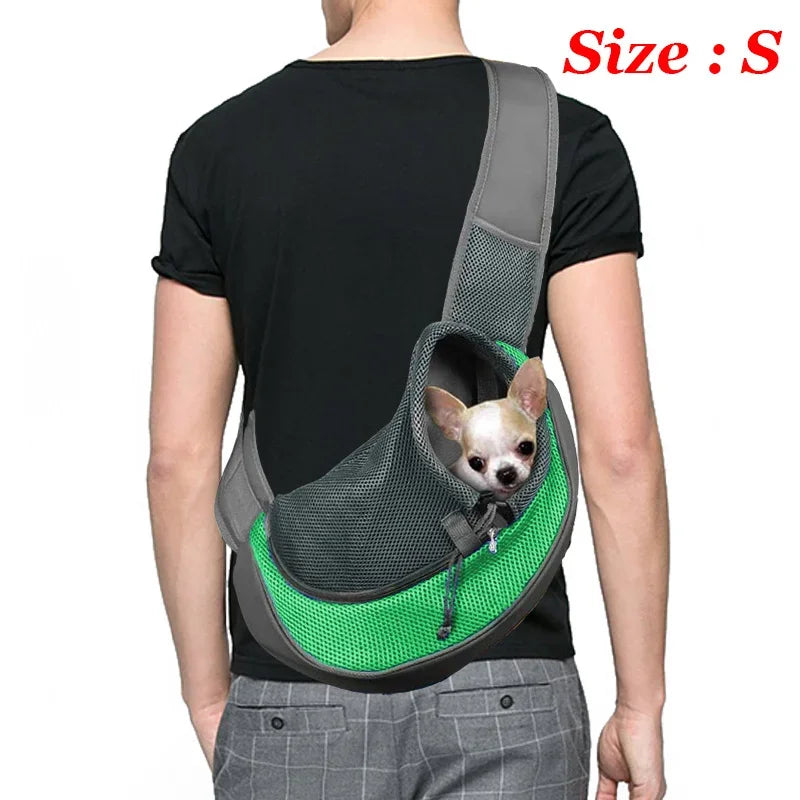 Dog Sling Carrier & Crossbody Bag — Breathable Mesh Pet Backpack for Small Dogs & Cats | Hiking & Travel