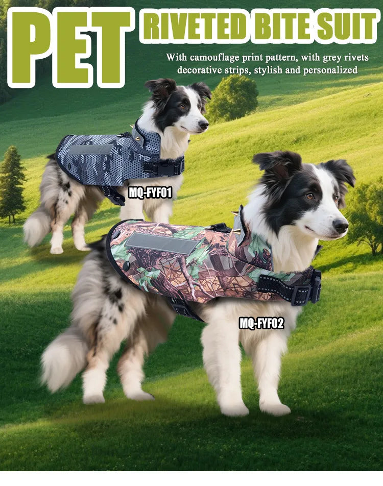 Anti-Bite Dog Jacket with Studs — Outdoor Protective Clothing for Dogs | XS–M