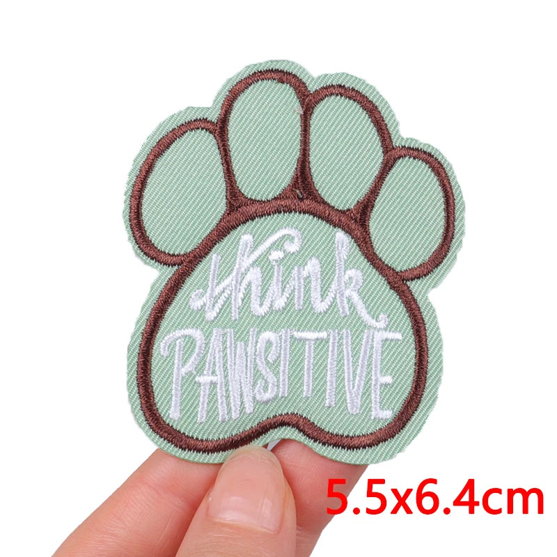 Cat Paw & Dog Cartoon Embroidery Iron-On Patch — DIY Sew or Iron On Animal Sticker for Clothing