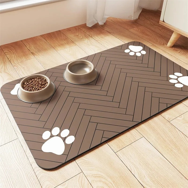 Absorbent Pet Feeding Mat — Non-Slip Waterproof Placemat for Dog & Cat Food and Water Bowls | 3 Sizes | 3 Styles
