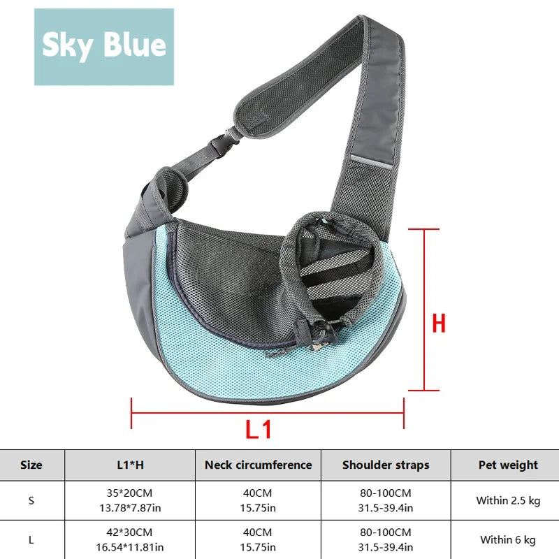 Dog Sling Carrier & Crossbody Bag — Breathable Mesh Pet Backpack for Small Dogs & Cats | Hiking & Travel