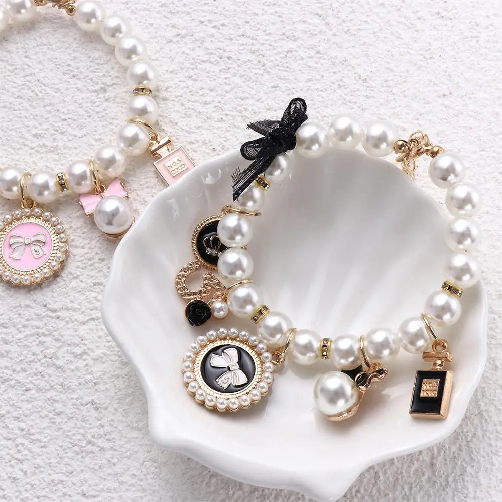 Pearl Bow Princess Dog & Cat Collar | Jeweled Necklace | S–L