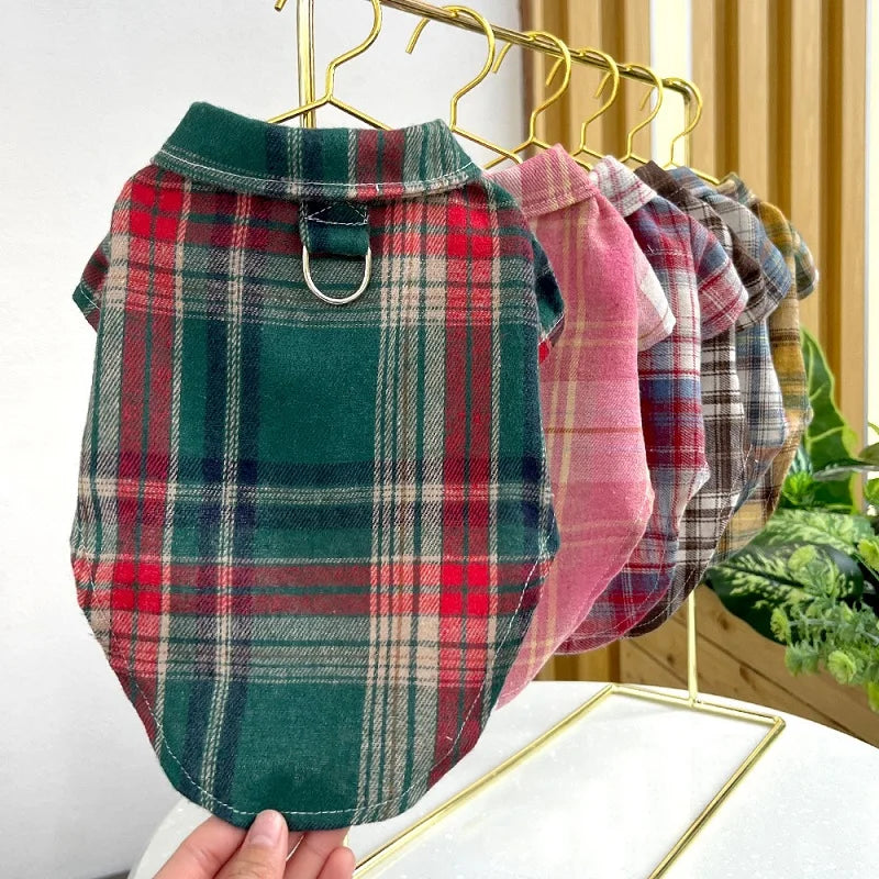 Pet Shirt for Small Large Dogs Classical Plaid Dog Clothes Breathable Puppy Coat Autumn Cat Shirt Fashion Pet Costumes Dog Vest