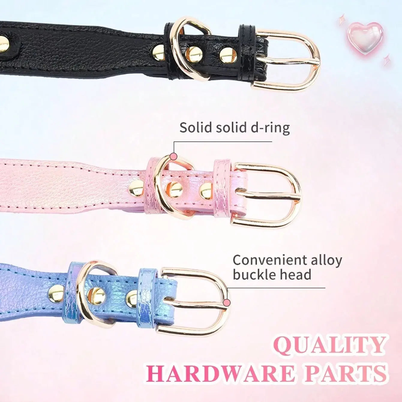 Gemstone PU Leather Dog Collar