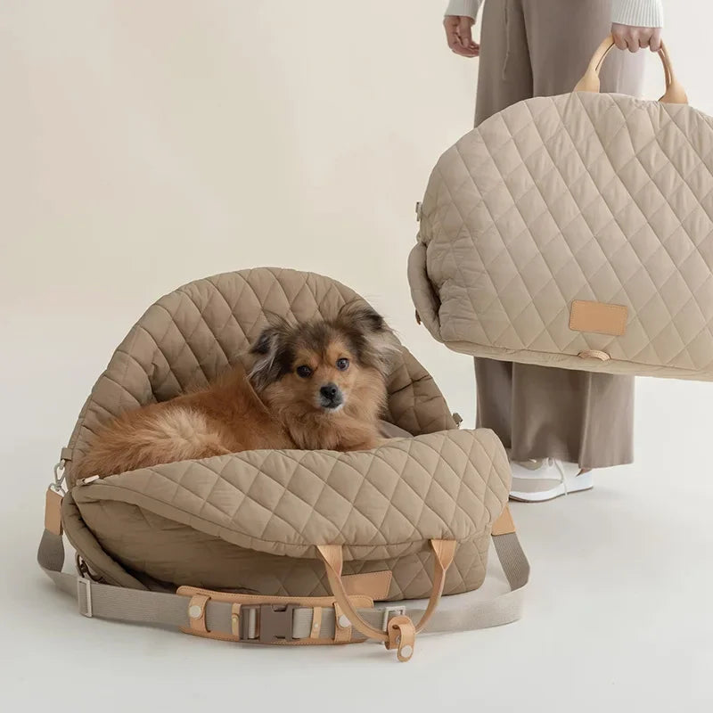 Dog Carrier Handbag Luxury Car Seat Pet Travel Bed for Small Dogs Cat Portable Washable Puppy Carrier Tote Safety Pet Booster Fashioned Furbabies