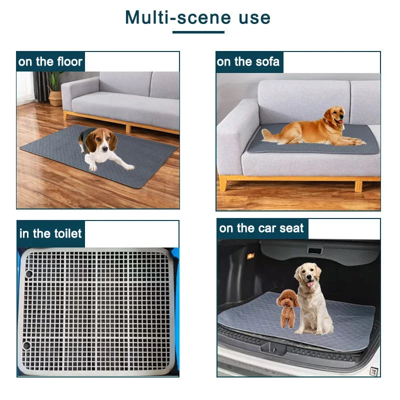 Reusable Dog Pee Pad & Training Mat — Washable 4-Layer Absorbent Waterproof Pet Blanket for Crate, Car & Home
