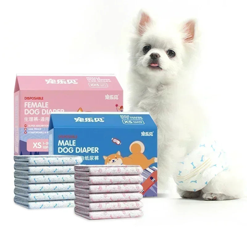 Disposable Dog Diapers — Super Absorbent Leakproof Nappies for Male & Female Dogs | 10-Pack