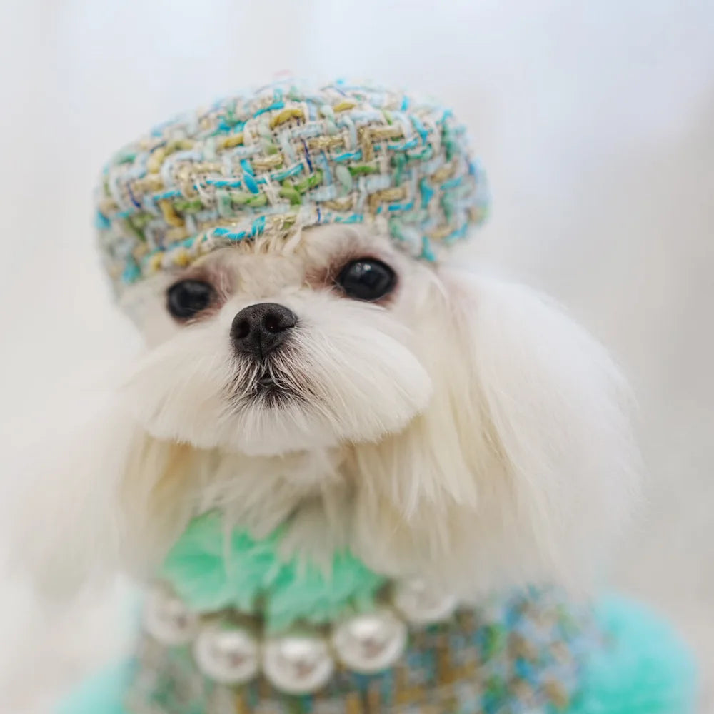 Classic Dog Winter Clothes Dog Harness Outfit For Girls Fragrant Cloak Princess Puppy Cats Chest And Back Traction For Small Dog