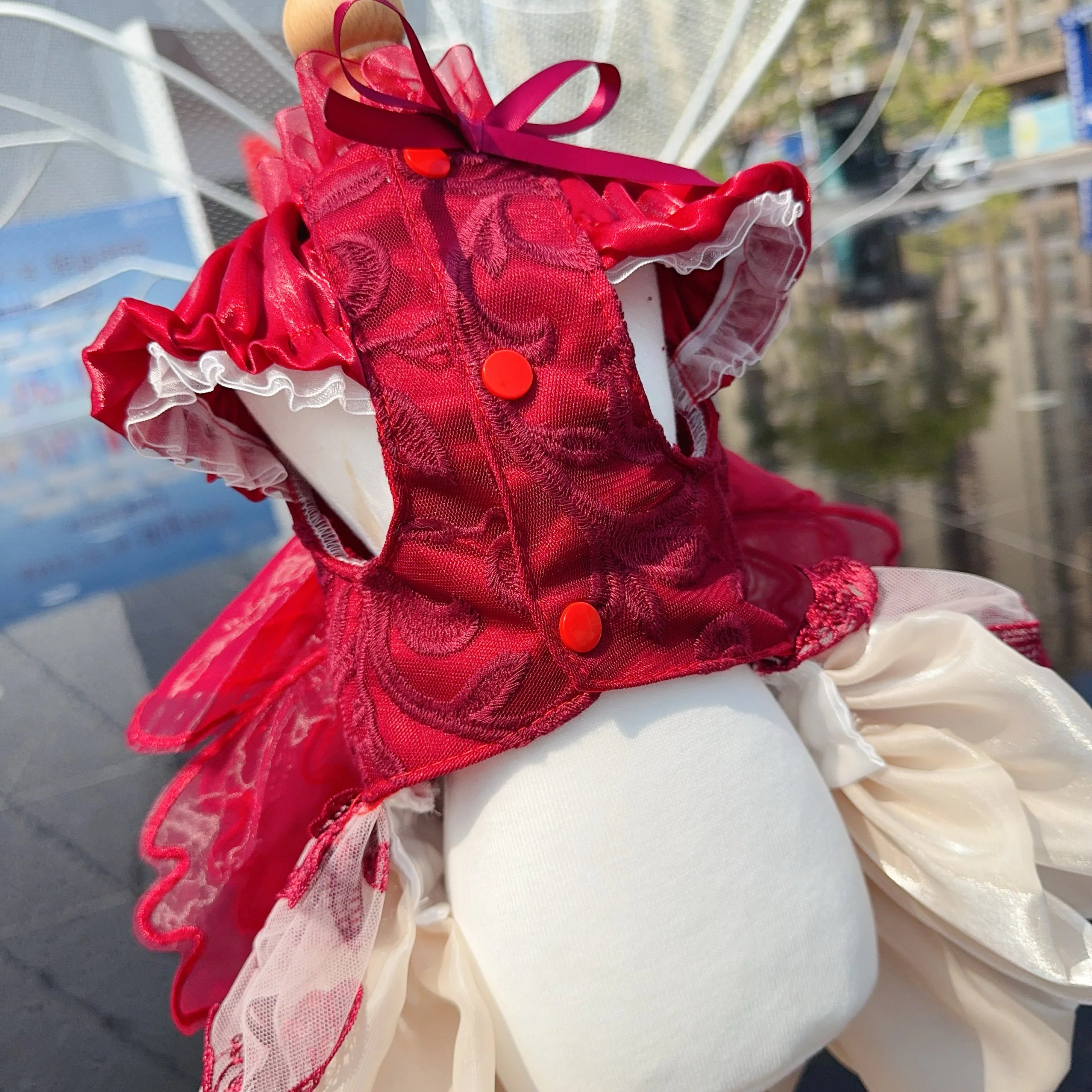 Butterfly Wing Princess Dress - Handmade Lace & Flower Design