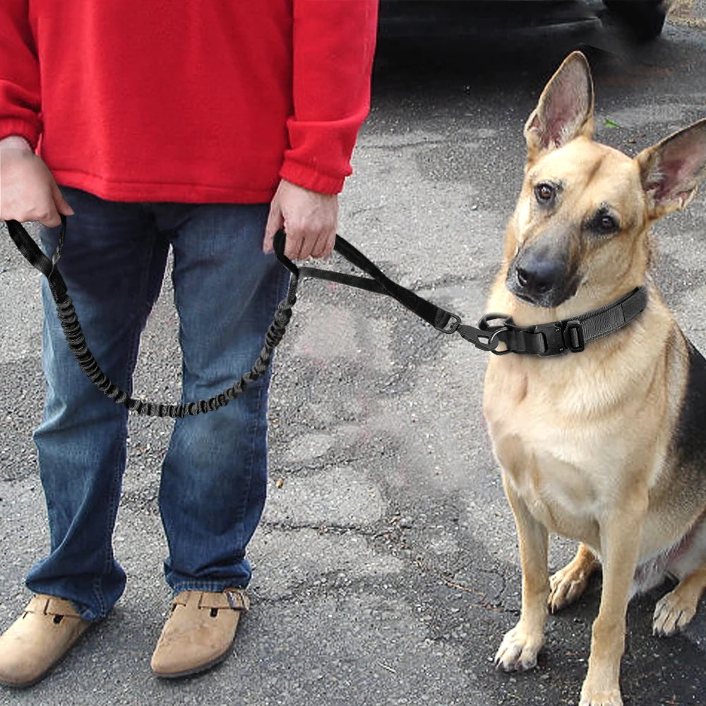 Durable Military Tactical Dog Collar Bungee Leash Set Pet Nylon Walking Training Collar For Medium Large Dogs German Shepard Fashioned Furbabies