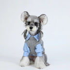 Cute Gray Pet Spring Autumn Dog Clothes Knitted Dog Cat Vest With Shirts 2 Pcs Clothing Set Fashioned Furbabies