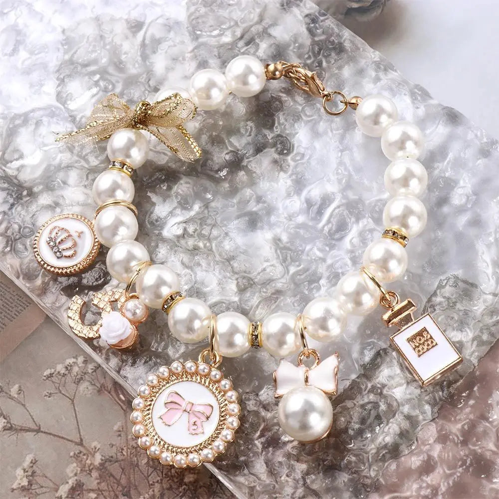 Pearl Bow Princess Dog & Cat Collar | Jeweled Necklace | S–L