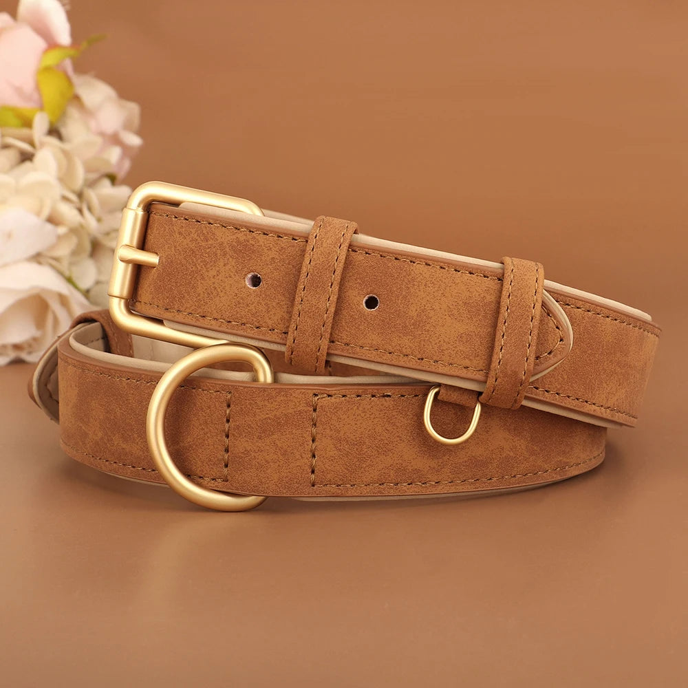 Soft Padded Leather Dog Collar | Adjustable PU Leather | S–XL