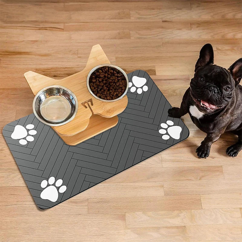 Absorbent Pet Feeding Mat — Non-Slip Waterproof Placemat for Dog & Cat Food and Water Bowls | 3 Sizes | 3 Styles