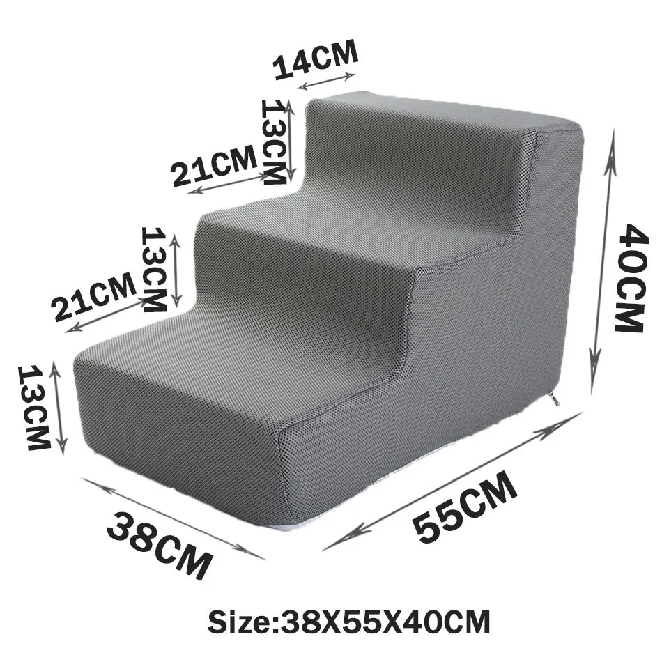 Pet Stairs & Dog Ramp — Detachable Sponge Steps for Dogs & Cats | 3-Step, Big 3-Step & 4-Step