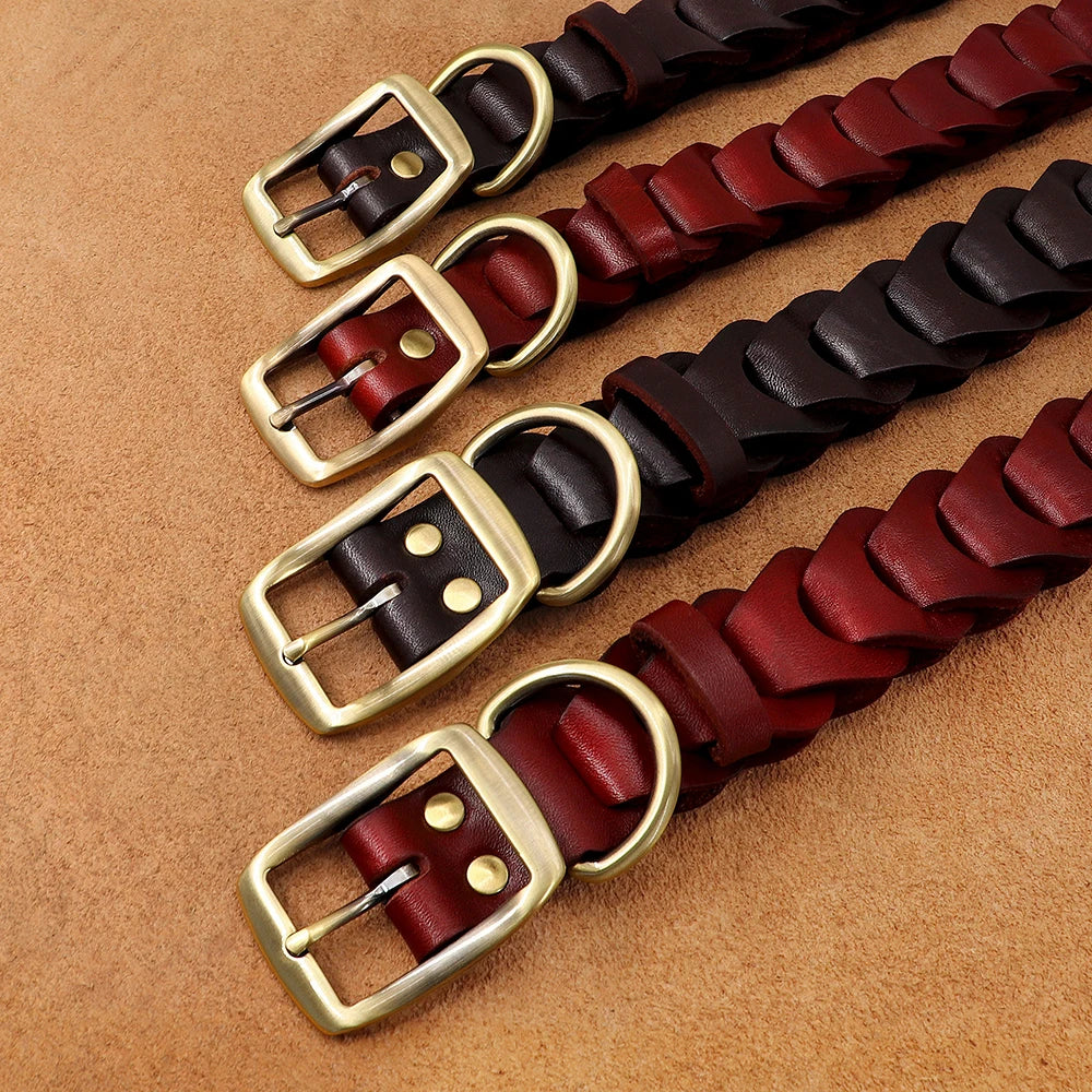 Cow Leather Dog Collar Genuine Leather Big Dog Collars Labrador Pet Collars Accessories for Medium Large Dogs German Shepherd Fashioned Furbabies