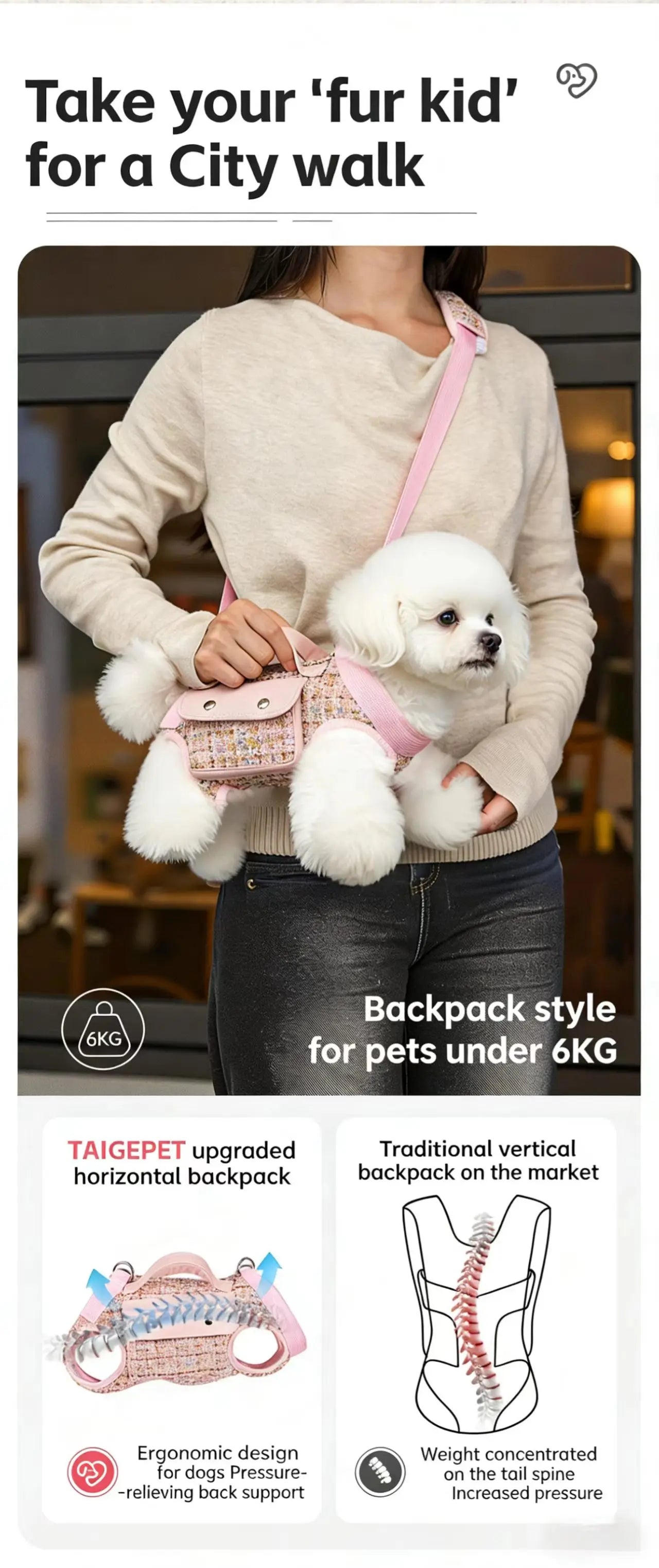 Tweed Dog Sling Carrier