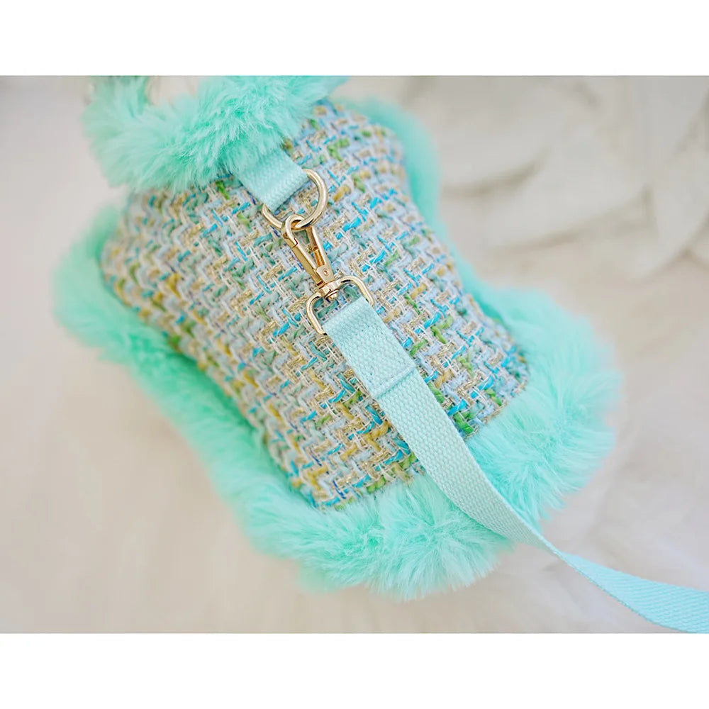 Classic Dog Winter Clothes Dog Harness Outfit For Girls Fragrant Cloak Princess Puppy Cats Chest And Back Traction For Small Dog