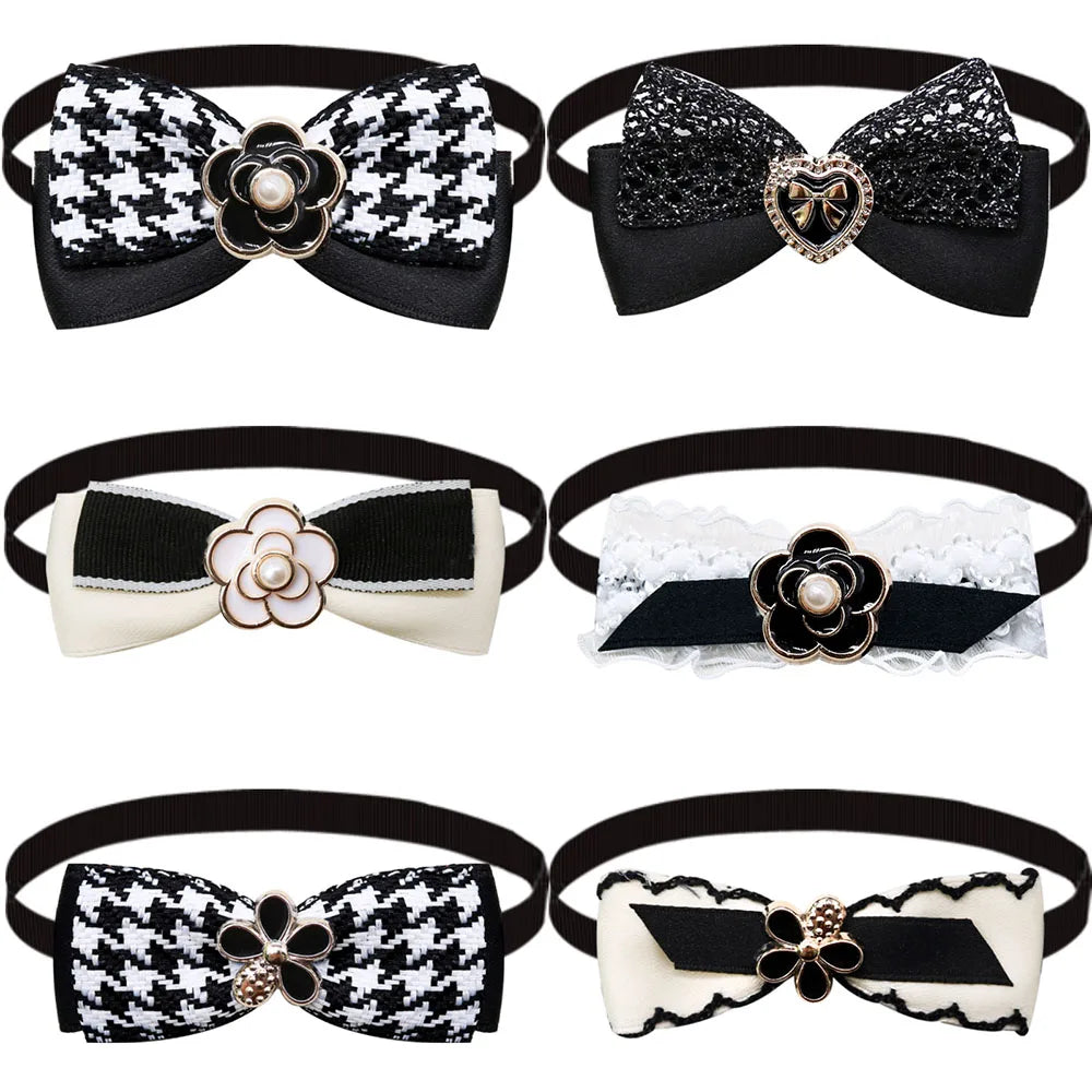 Luxury Pearl Dog Bow Ties | Set of 5 Adjustable Bowknots for Dogs