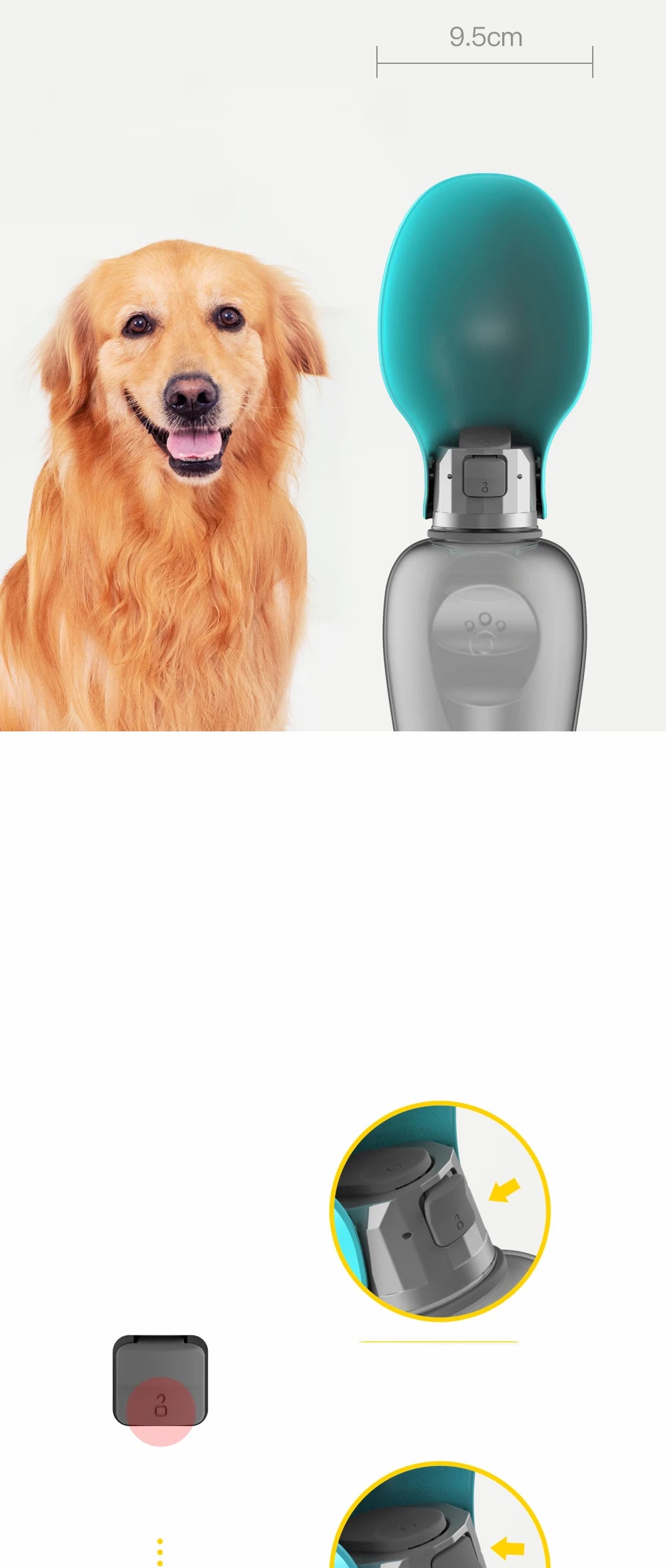 Portable Dog Water Bottle — 800ml Foldable Travel Dispenser for Small, Medium & Large Dogs | 4 Colors