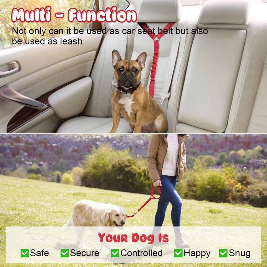 Reflective Elastic Dog Car Seat Belt & Leash