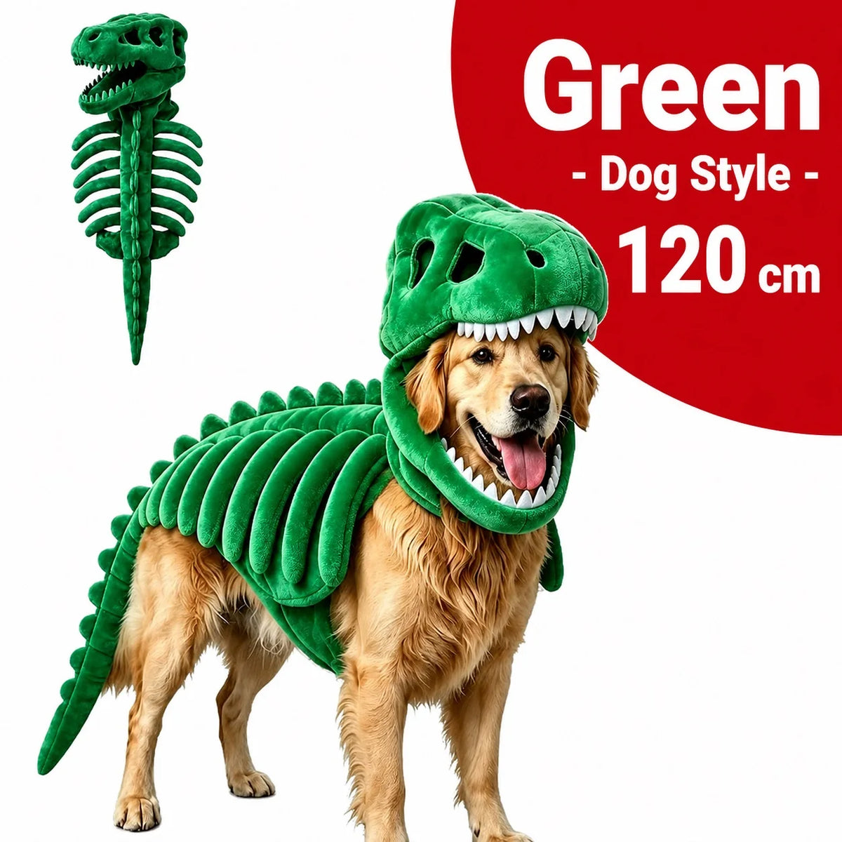 Halloween Dinosaur Skeleton Pet Costume | Plush Over-the-Head Cosplay for Dogs & Cats