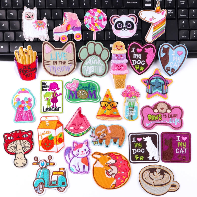 Cat Paw & Dog Cartoon Embroidery Iron-On Patch — DIY Sew or Iron On Animal Sticker for Clothing