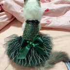 Sequin Crystal Bow Princess Dress - Holiday Luxury Gown