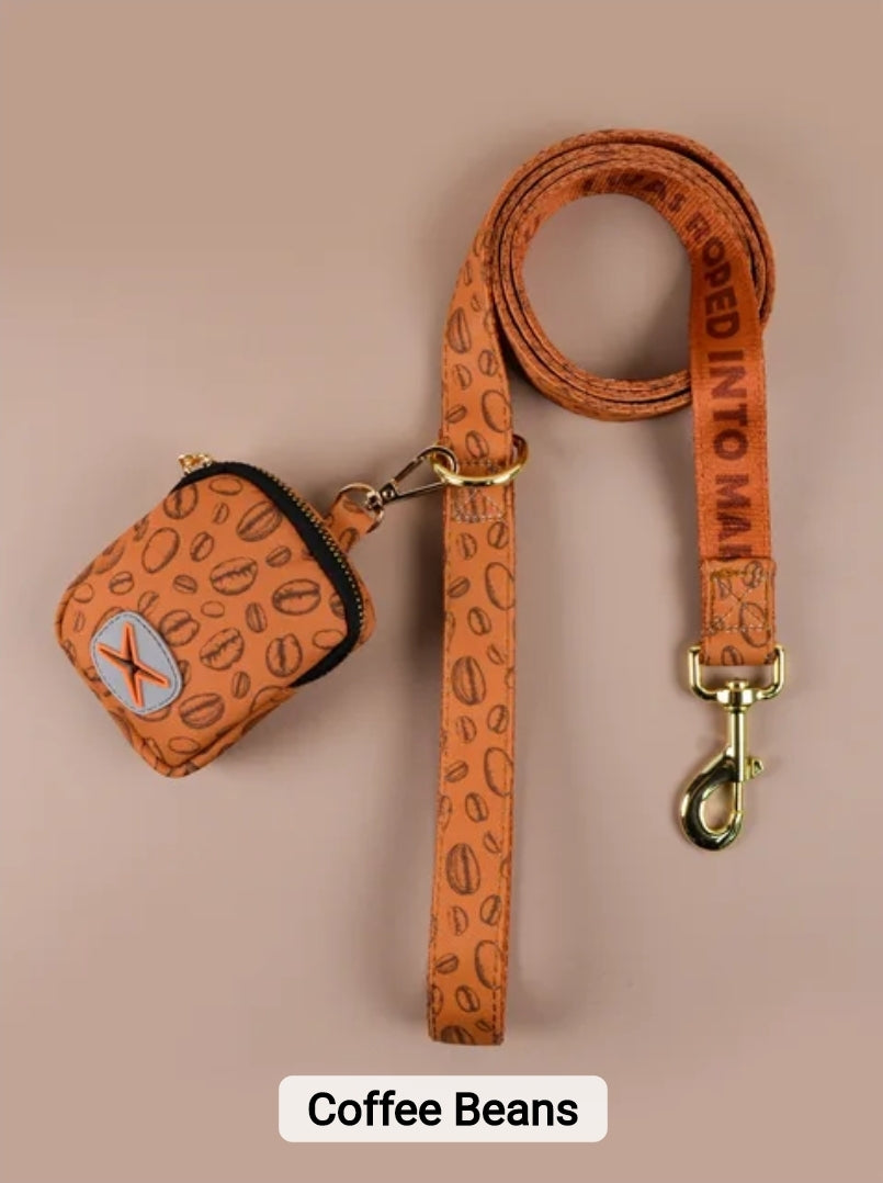 Fun Durable Dog Leash and Poop Bag! (SMALL COLLARS ON Electric AND WHITE LEASHES SET)