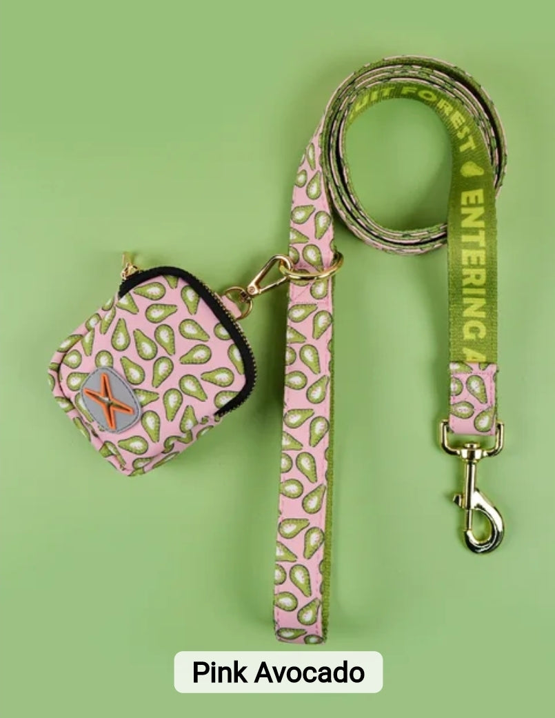 Fun Durable Dog Leash and Poop Bag! (SMALL COLLARS ON Electric AND WHITE LEASHES SET)