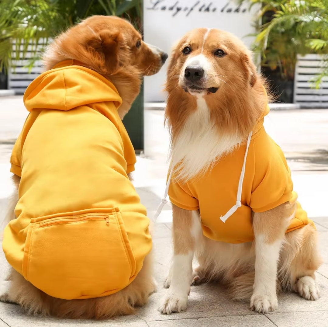 Dog hoodie 5x, fleece/poly with strings, zipper pocket