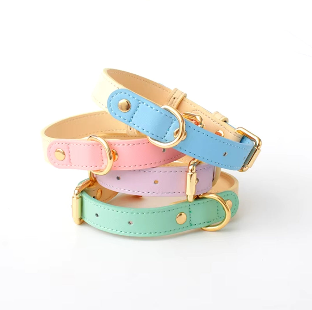 Genuine leather colorful pet collars